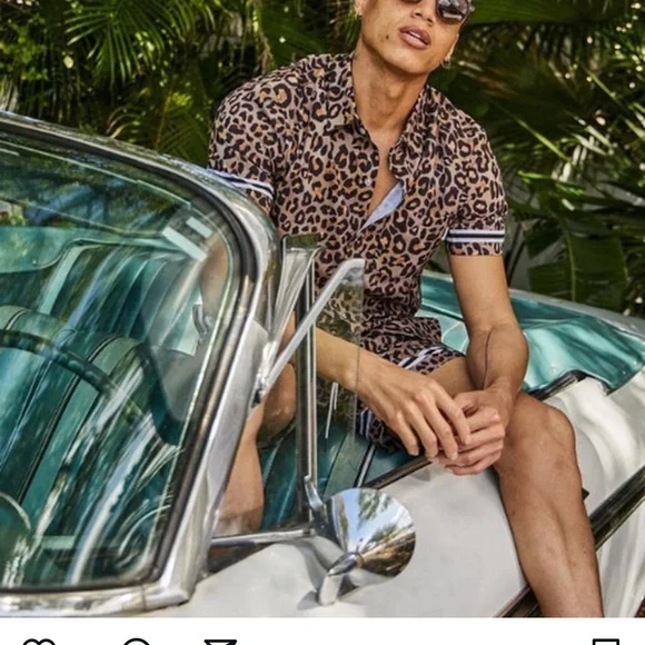 MAVRANS SET LEOPARD GAME WEEKEND SHIRT and SHORTS Size M